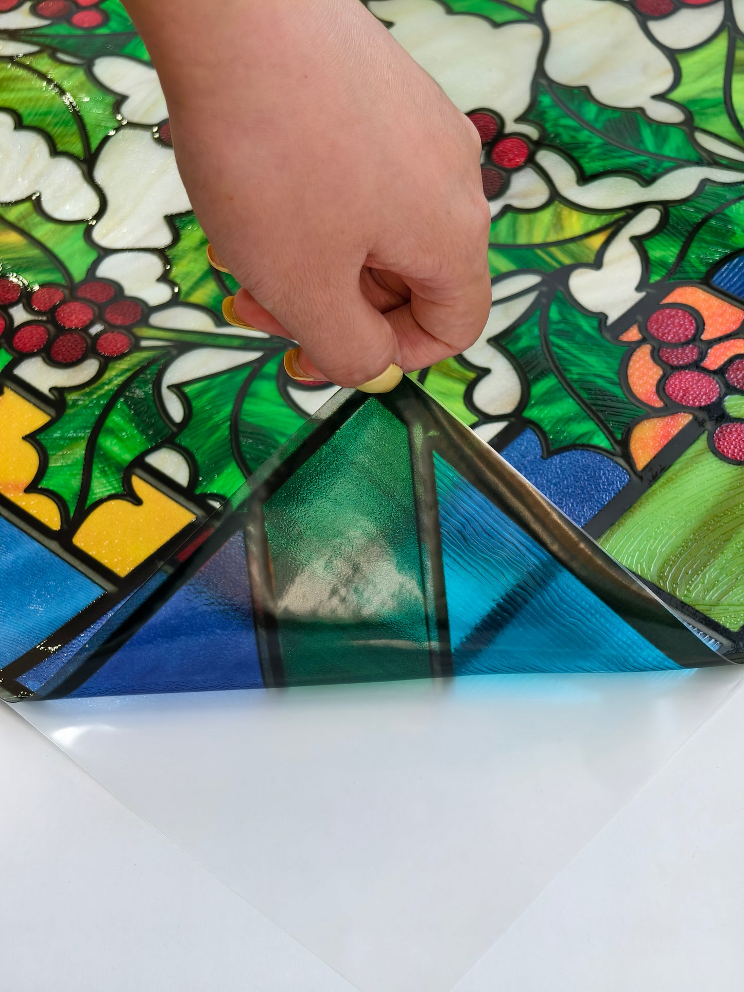 ADD.HERES Holly 3D Stained Glass Window Film Static Cling