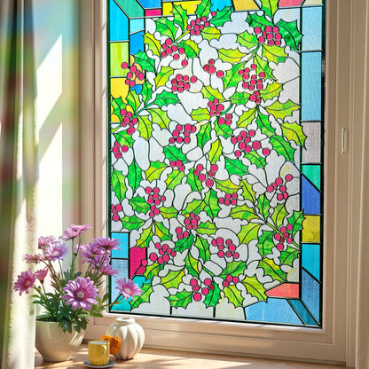 ADD.HERES Holly 3D Stained Glass Window Film Static Cling
