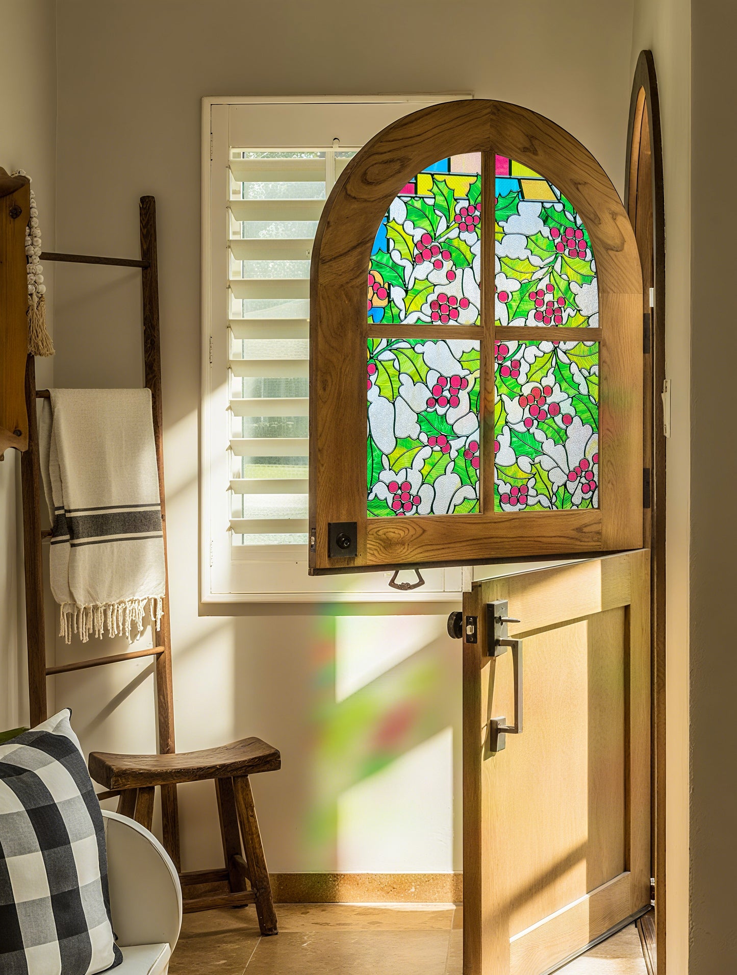 ADD.HERES Holly 3D Stained Glass Window Film Static Cling