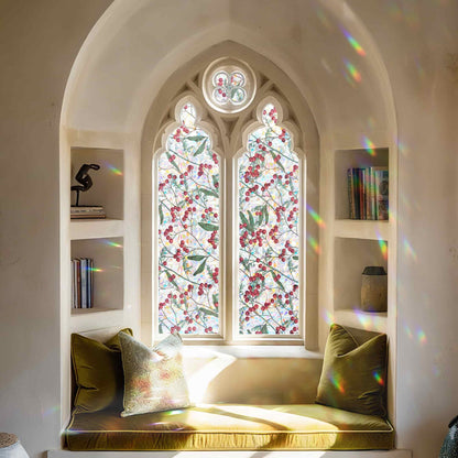 ADD.HERES Winter Berries 3D Stained Glass Window Film Static Cling