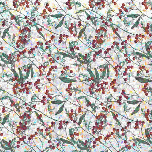 ADD.HERES Winter Berries 3D Stained Glass Window Film Static Cling