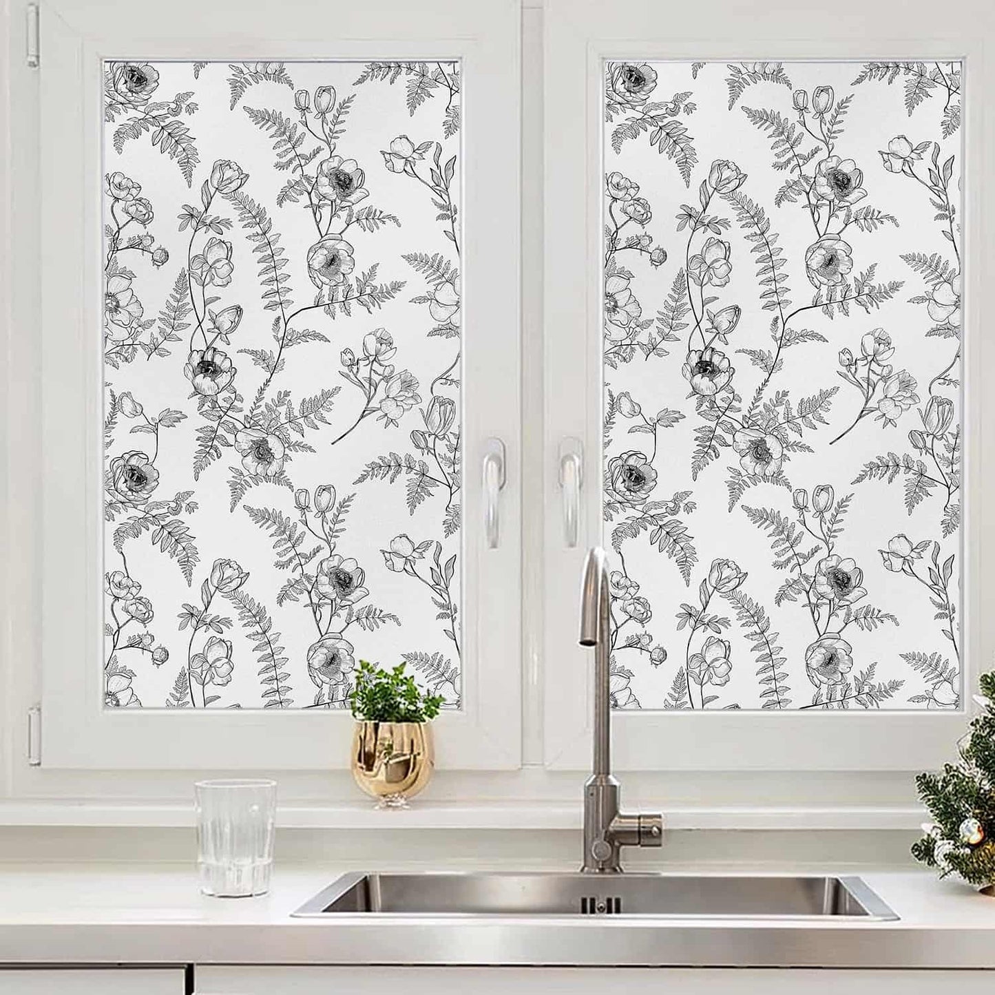 ADD.HERES White Night Creeping 3D Stained Glass Window Film Static Cling