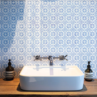 ADD.HERES Blue and White Porcelain Peel and Stick Backsplash Self-Adhesive 5 Sheets