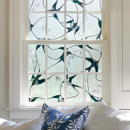 ADD.HERES Swallow Stained Glass Window Film Static Cling