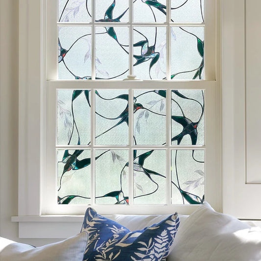 ADD.HERES Swallow Stained Glass Window Film Static Cling